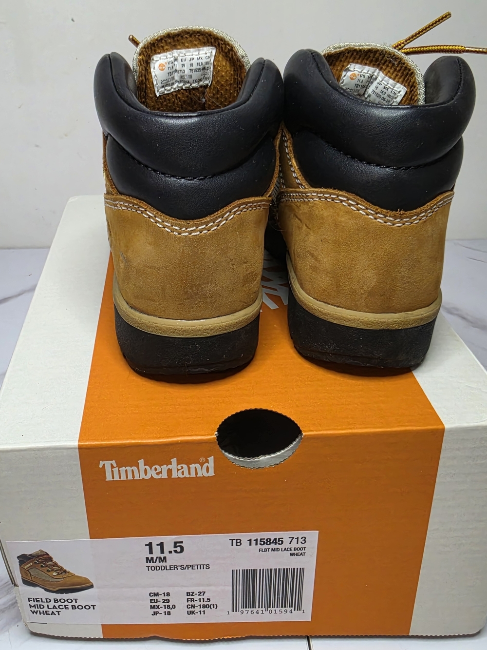 Timberland Kids Mid Lace Wheat Boots Size 11.5C - Picture 2 of 4